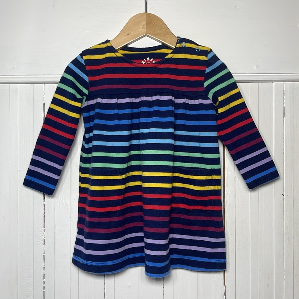 PRIMARY VGUC Multicolor Striped Long Sleeve Dress
